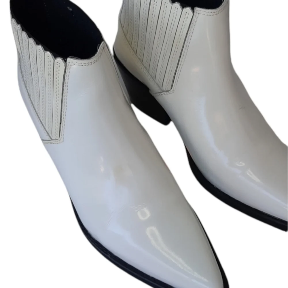 MNG WHITE LEATHER ANKLE BOOTS - Picture 8 of 11